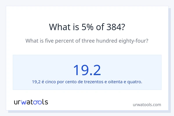 Qual é o valor de 5% de 384?