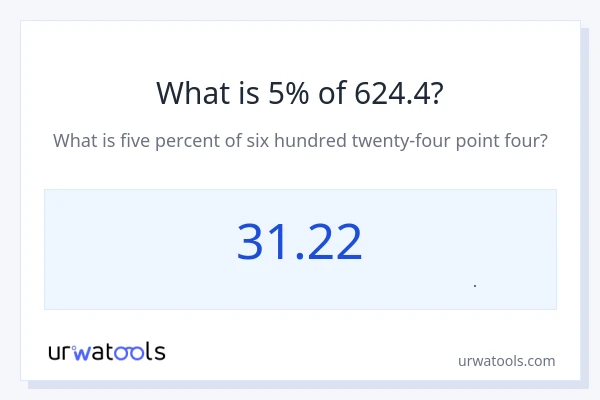 5% از 624.4 چقدر است؟
