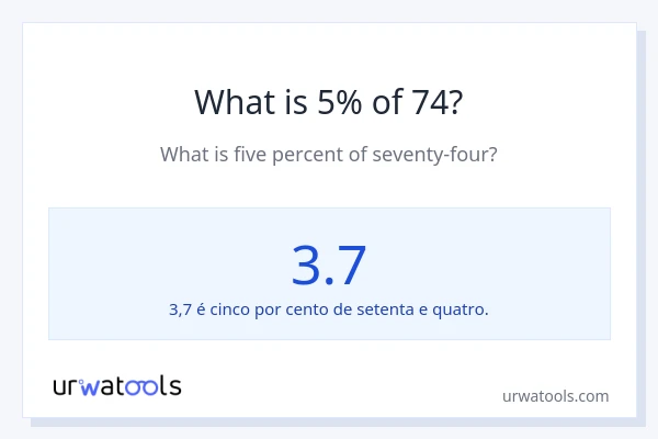 Qual é o valor de 5% de 74?