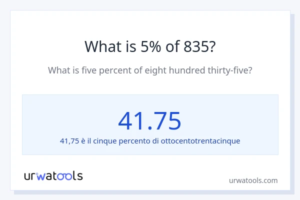 Qual è il 5% di 835?