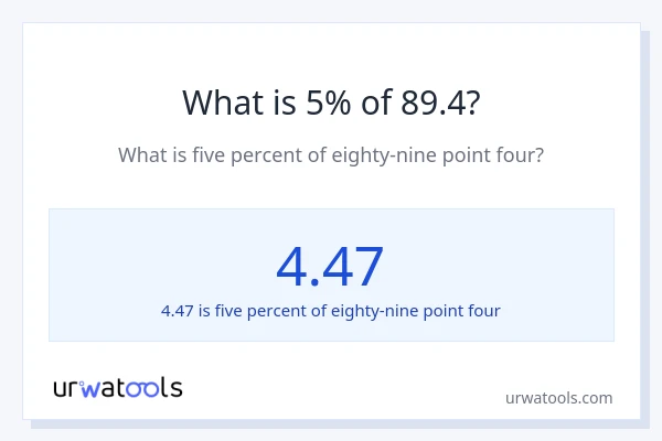 What is 5% of 89.4?