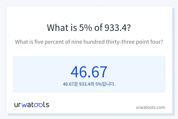 933.4의 5%는 얼마입니까?