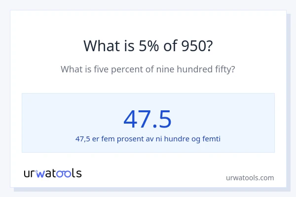 Hva er 5% av 950?