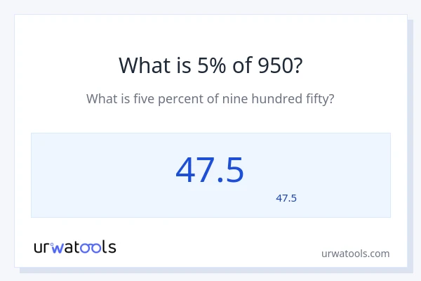 950 کا 5% کیا ہے؟