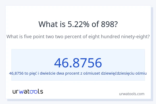 Ile wynosi 5.22% z 898?