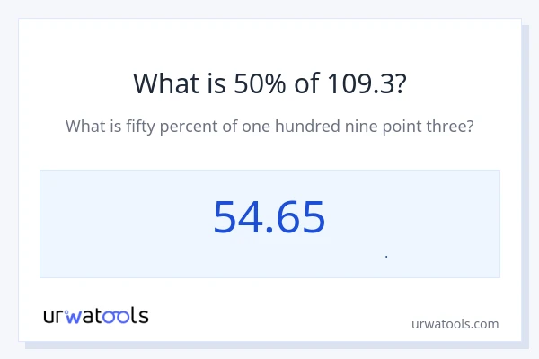 50% از 109.3 چقدر است؟