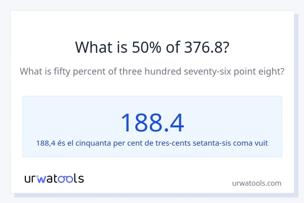 Quin és l'50% de 376.8?