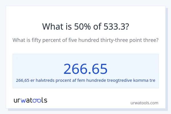 Hvad er 50% af 533.3?