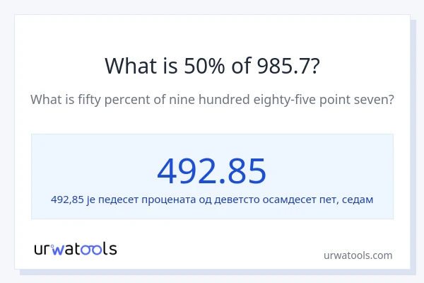 Колико је 50% од 985.7?