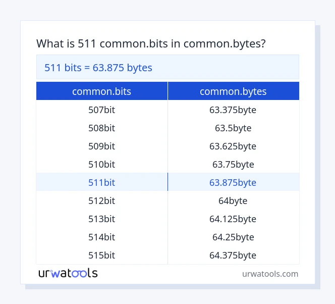 שולחן 511 common.bits עד common.bytes