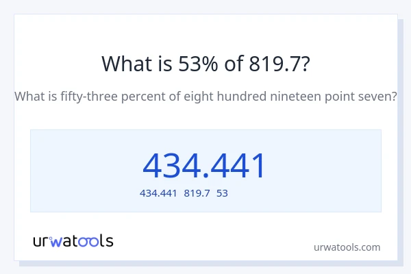819.7の53%は何ですか?