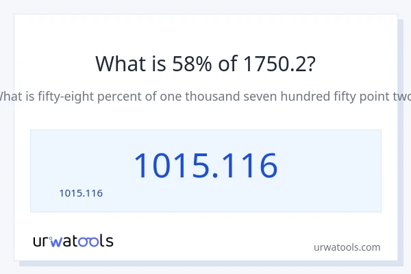 58% ของ 1750.2 คือเท่าไร?