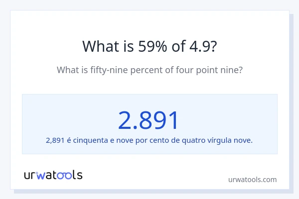 Qual é o valor de 59% de 4.9?