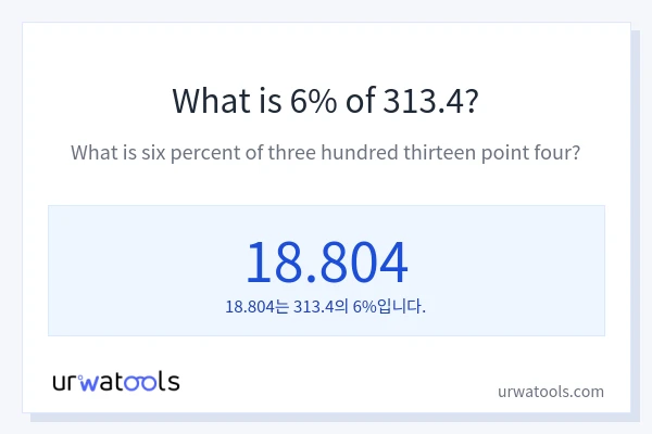 313.4의 6%는 얼마입니까?