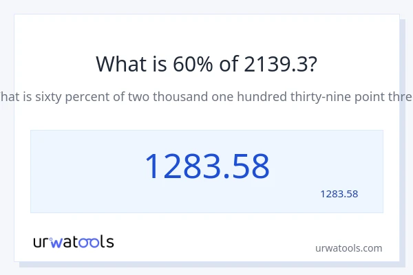 2139.3 کا 60% کیا ہے؟