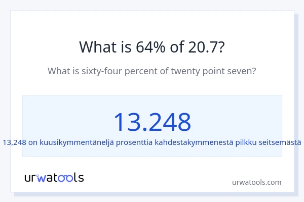 Mikä on 64 % 20.7:sta?
