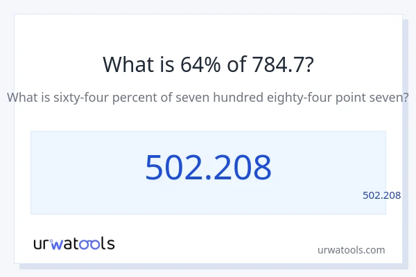 מה זה 64% מתוך 784.7?