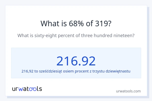 Ile wynosi 68% z 319?
