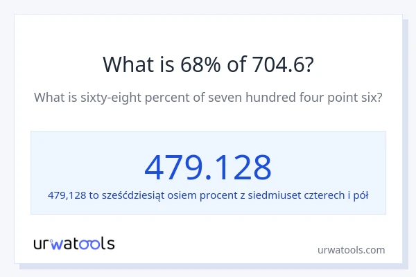 Ile wynosi 68% z 704.6?