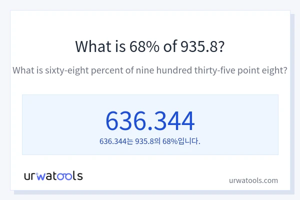 935.8의 68%는 얼마입니까?
