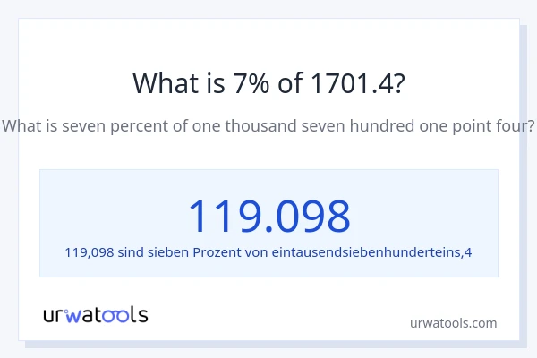 Was ist 7% von 1701.4?