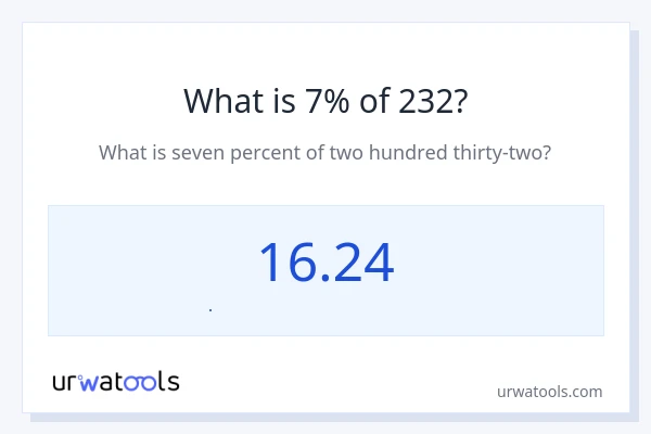 232 નું 7% કેટલું થાય?