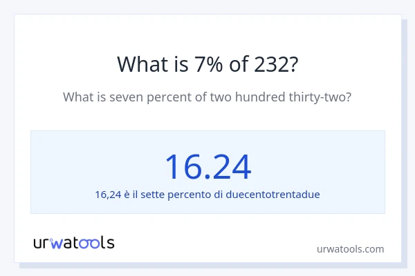 Qual è il 7% di 232?