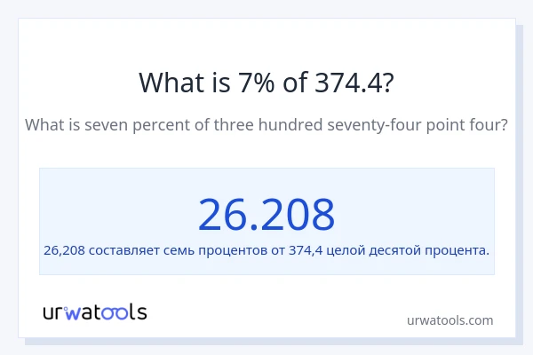 Что составляет 7% от 374.4?