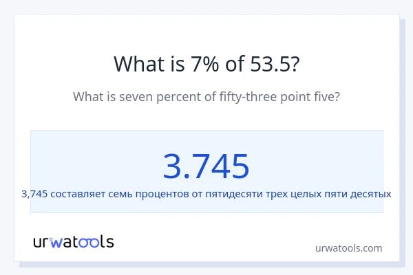 Что составляет 7% от 53.5?