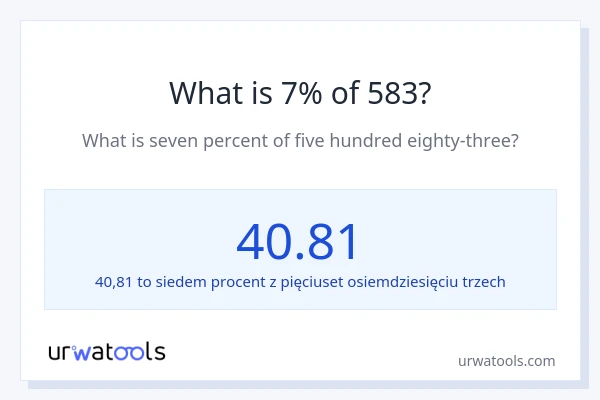 Ile wynosi 7% z 583?