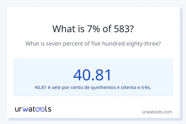 Qual é o valor de 7% de 583?
