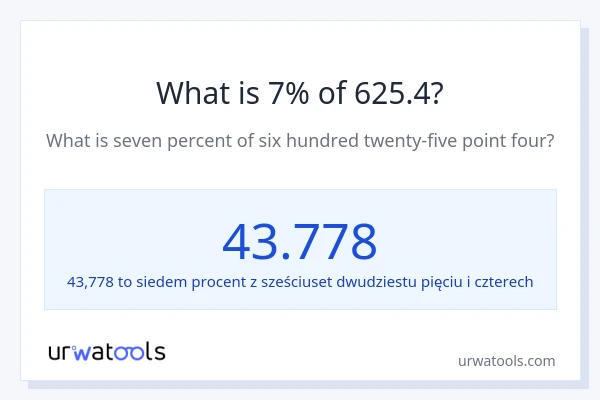 Ile wynosi 7% z 625.4?
