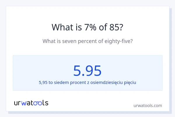 Ile wynosi 7% z 85?