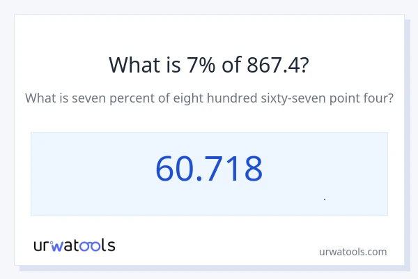 7% از 867.4 چقدر است؟
