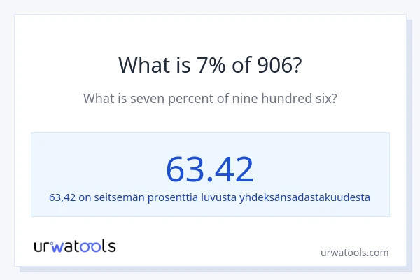 Mikä on 7 % 906:sta?