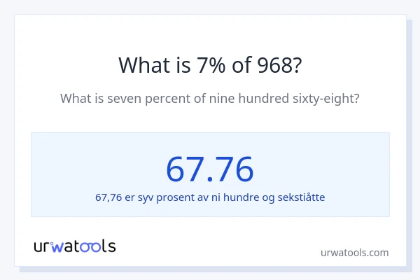Hva er 7% av 968?