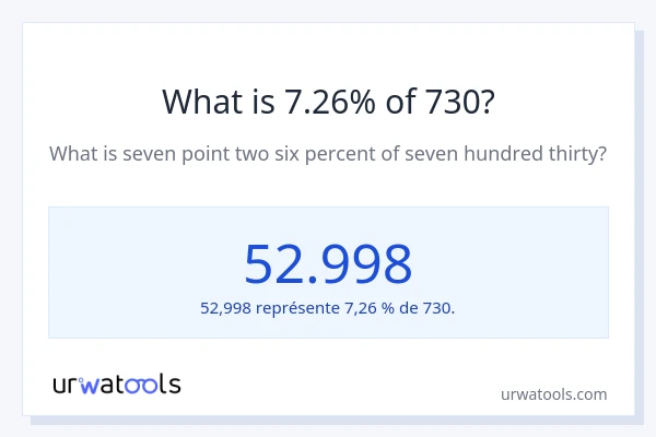Quel est 7.26% de 730 ?