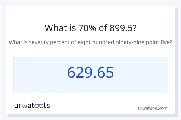 70% از 899.5 چقدر است؟