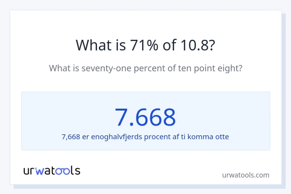 Hvad er 71% af 10.8?