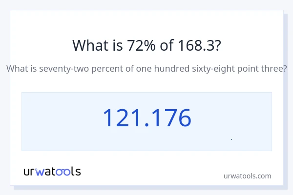 72% از 168.3 چقدر است؟