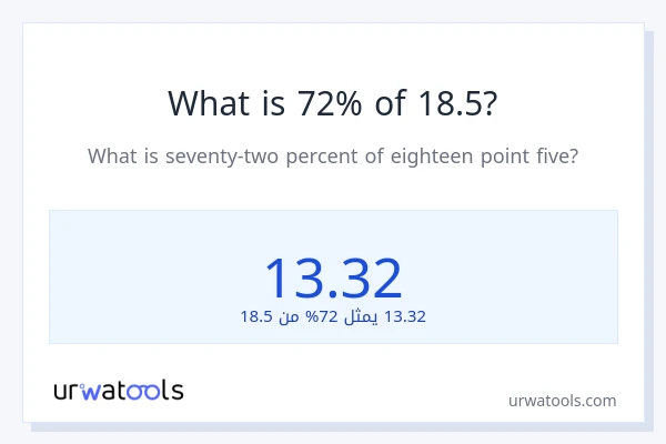 ما هي نسبة 72% من 18.5؟