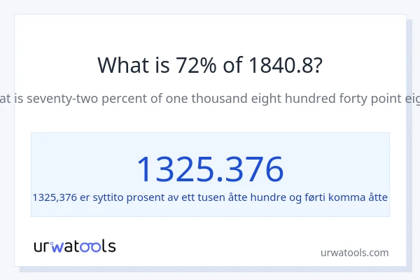 Hva er 72% av 1840.8?