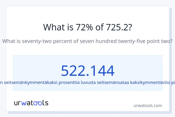 Mikä on 72 % 725.2:sta?