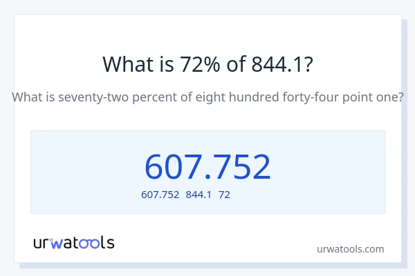 844.1の72%は何ですか?