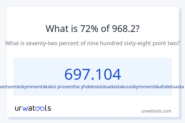 Mikä on 72 % 968.2:sta?