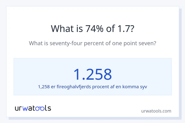 Hvad er 74% af 1.7?