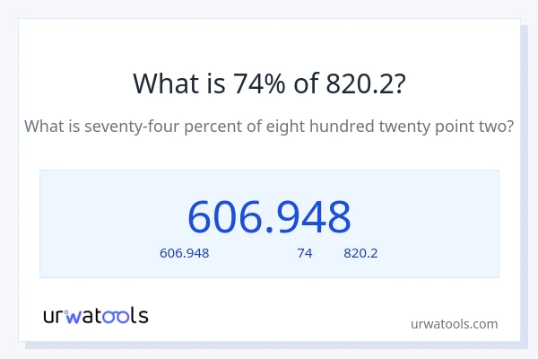 74% ของ 820.2 คือเท่าไร?