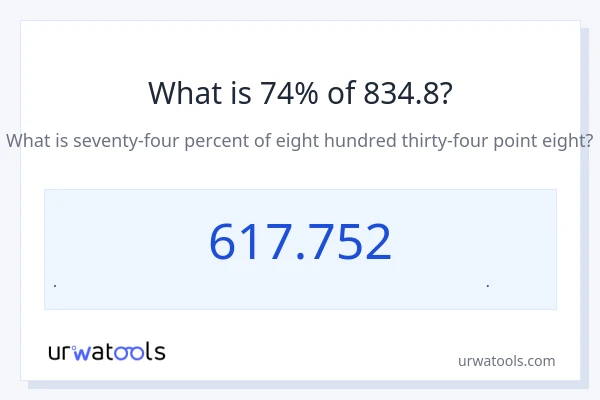 74% از 834.8 چقدر است؟