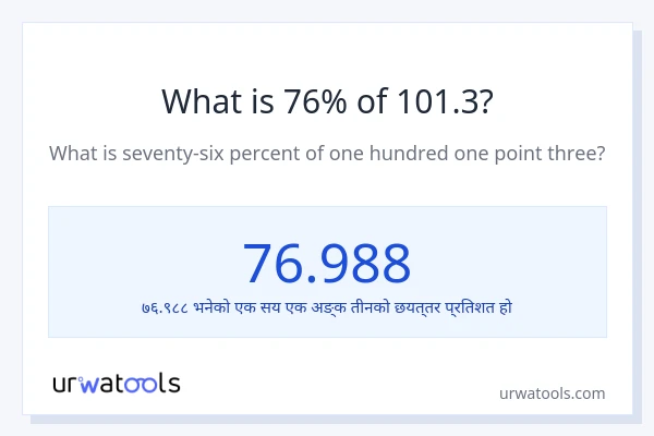 101.3 को 76% कति हुन्छ?