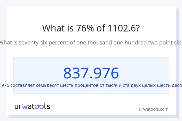 Что составляет 76% от 1102.6?